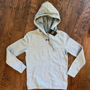 NWT Under Armour Women’s Hustle Fleece Hoodie, Grey Heather, Size S